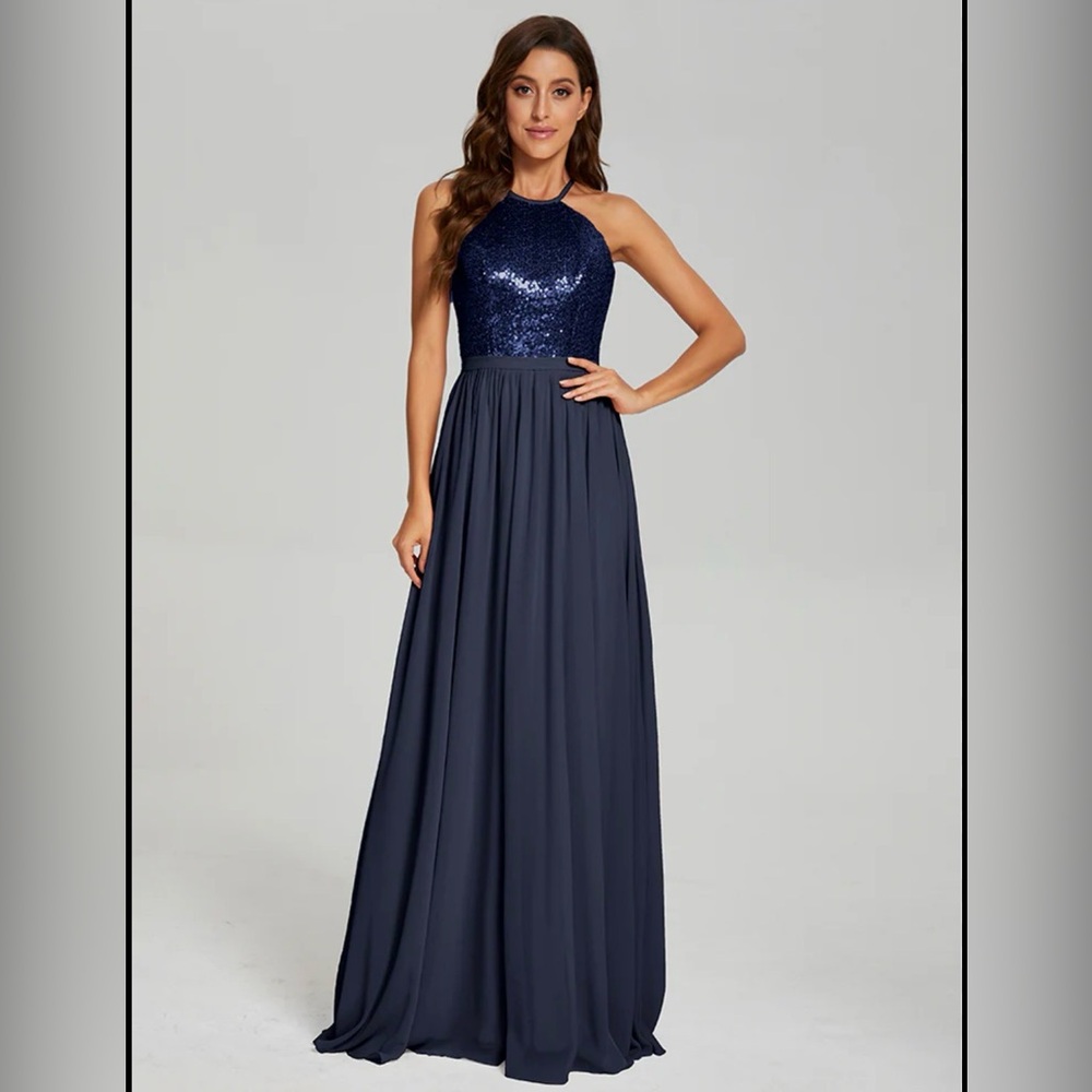 #0033~ Donna Morgan Size 10
 Navy Maxi Dress